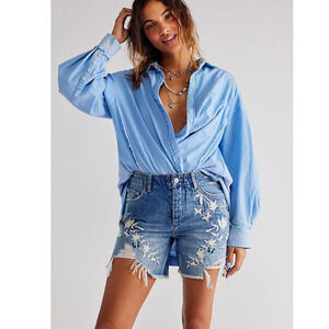 New Free People WTF You're My Butterfly Embroidered Shorts CUTOFFS $198 SIZE 25